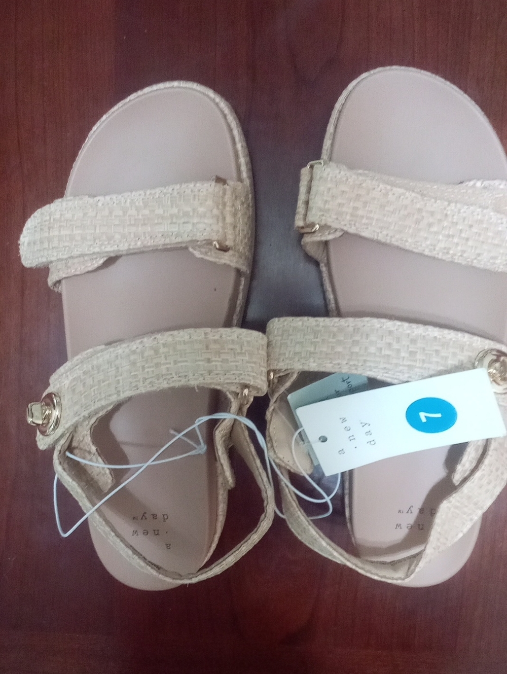 A New Day Cream Woven Strap Sandals NWT $40